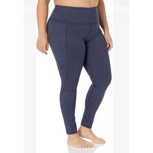 Core 10 Women's All Day Comfort High-Waist Side-Pocket Yoga Legging Navy/Gray 1X